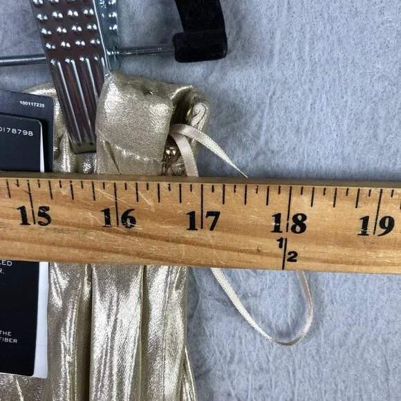 Lauren Ralph Lauren Skirt Womens 14 Gold Metallic Pleated Midi Party Formal - Picture 3 of 16